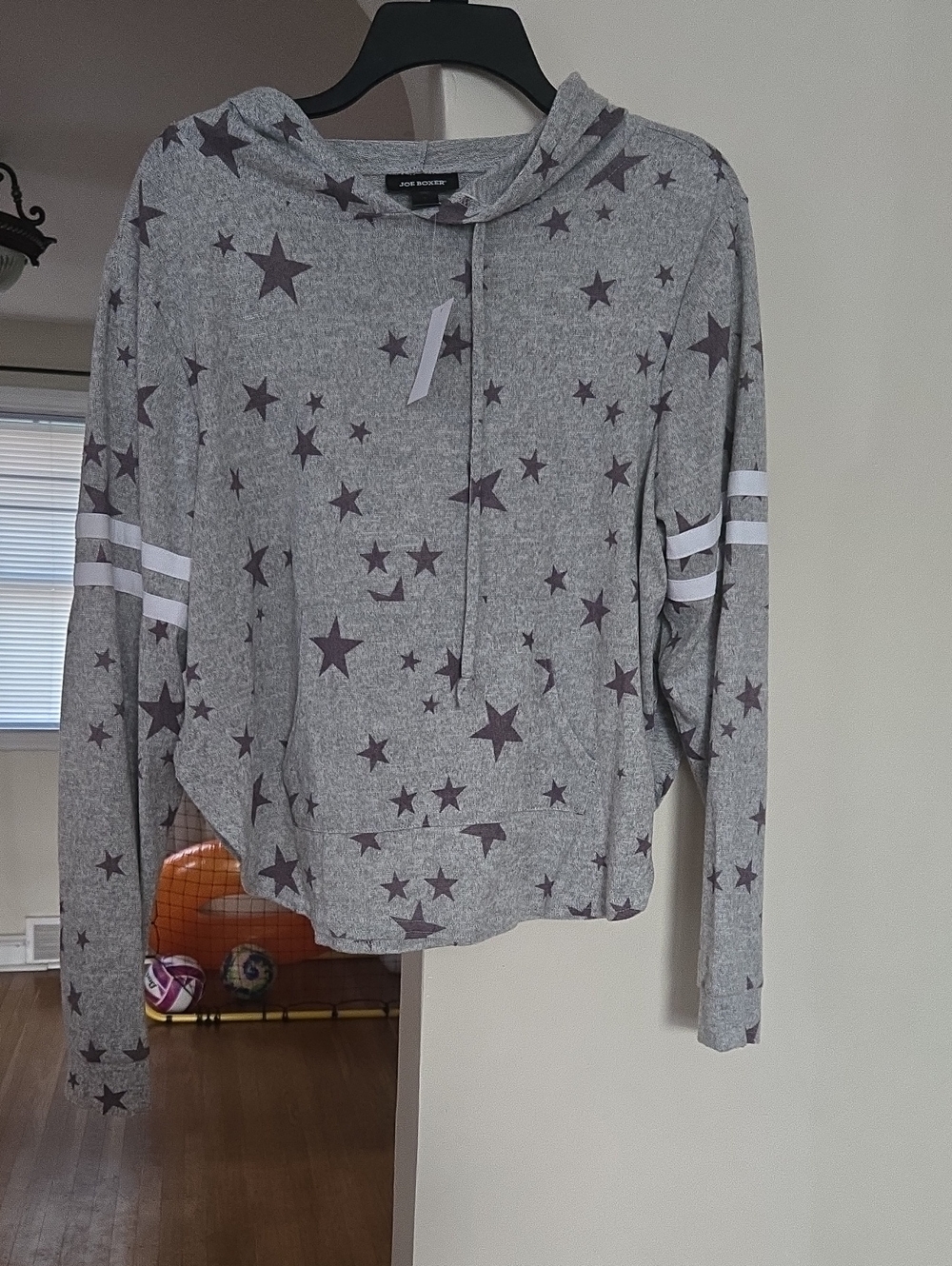 Cozy Star-Print Hooded Pullover - Gray